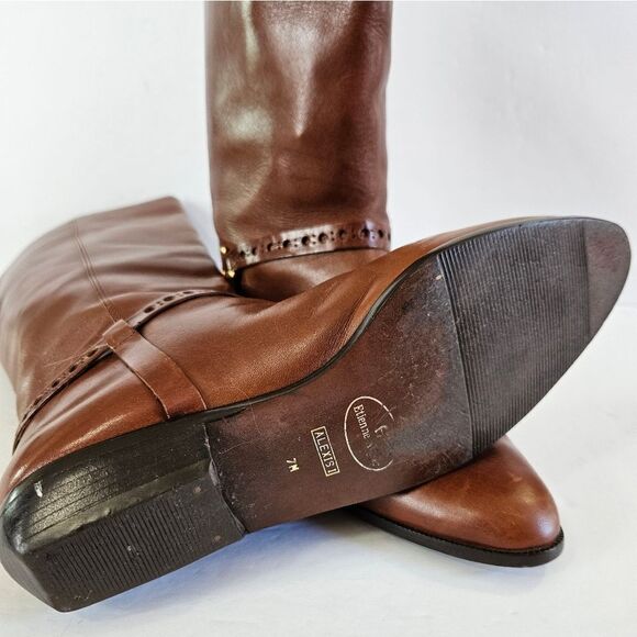 Etienne Aigner Vintage Alexis Brown Leather Harness Equestrian Riding Boots 7 - Picture 12 of 16